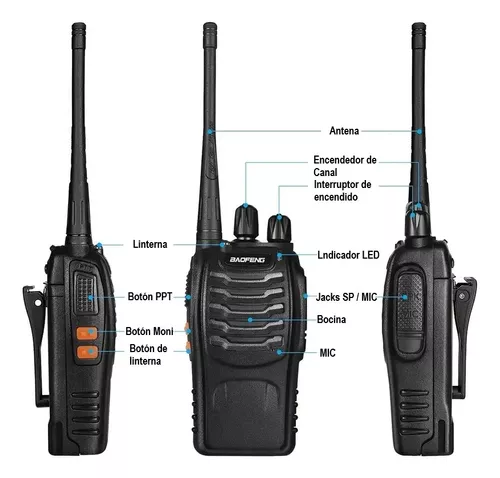 Talkie Walkie BF-888S 1 par de interfonos de carga de 16 canales de  comunicación de radio profesional walkie talkie para construcción  restaurantes y