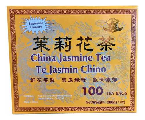 Té Chino Verde 100 Bolsitas+te Jasmin Chino 100 Tea Bag.