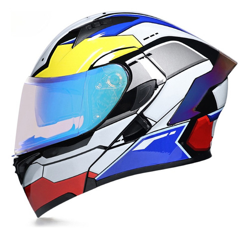 Casco Motocicleta Expuesto Lente De Visión Nocturna Azul