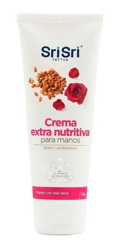 Crema Manos Srisri Extra Nutritiva Con Rosa Almendra 100 Gr