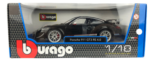 Miniatura Porsche Preto 911 Gt3 Rs 4.0 1:18 Bburago