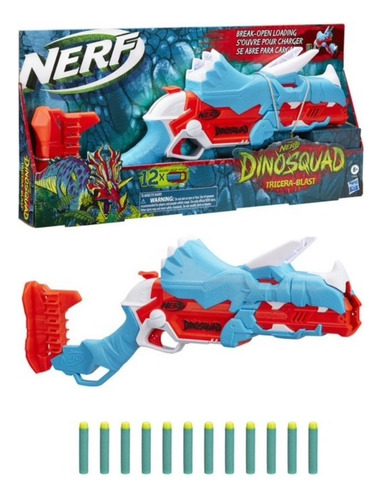 Lanzador Nerf Dinosquad Tricera-blast Con 12 Dardos 8+ 