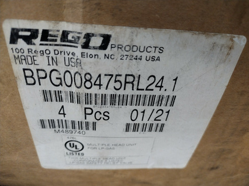 Rego Valve Bpg008475rl24 Ccy