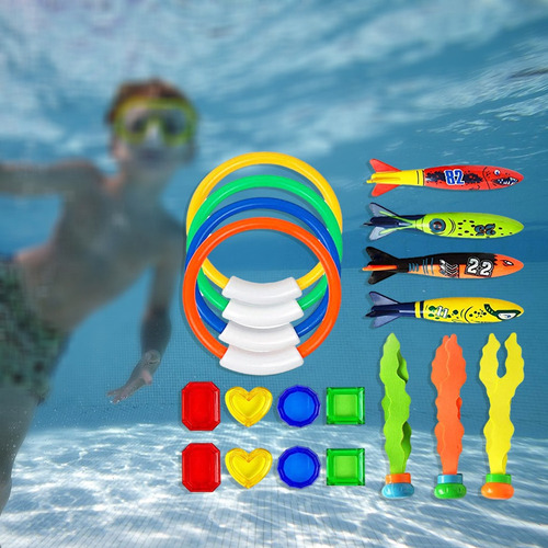 Juguetes de buceo para piscina y fregadero, 19 piezas