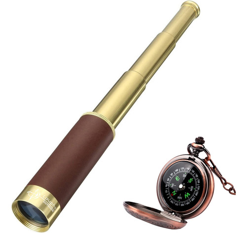 Laupha Retro Pirate Telescope 25x30 Spyglass Portable Plegab