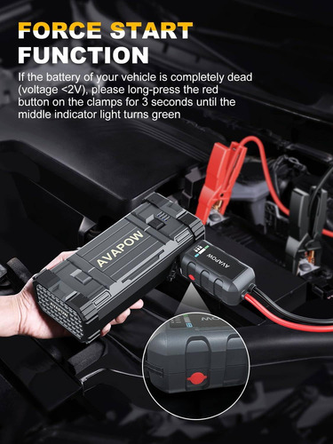Batería De Coche Jump Starter Avapow A28 3000a Peak 12 V Lit