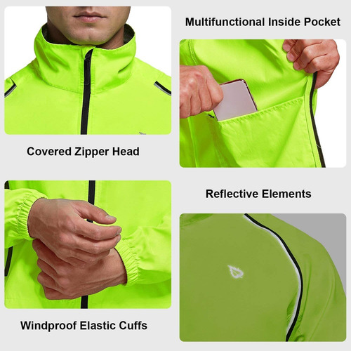 Baleaf Chaqueta De Ciclismo Para Hombre, Cortavientos, Manga