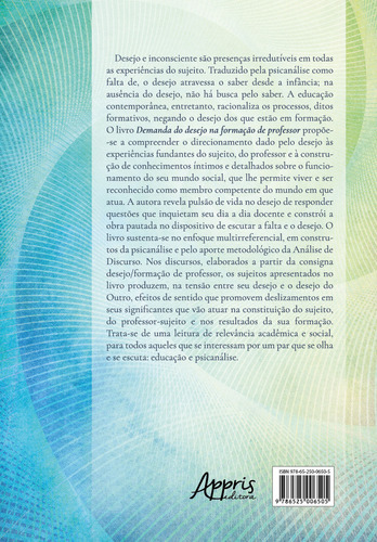 Demanda do desejo na formação de professor, de Soares, Moema Ferreira. Editorial Appris Editora e Livraria Eireli - ME, capa mole em português, 2021
