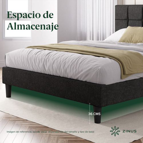 Zinus Leo | Base Cama Matrimonial Con Cabecera Y Tapiz
