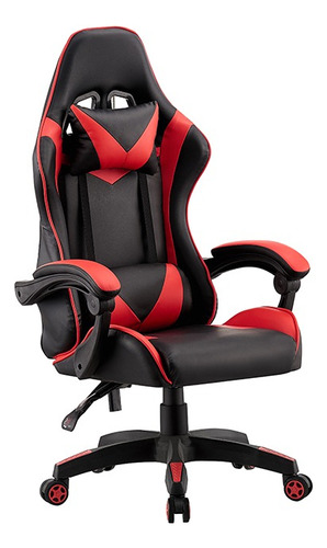 Cadeira de escritório Tech Chair Cadeira gamer premium ergonômica  preta e vermelha com estofado de couro sintético