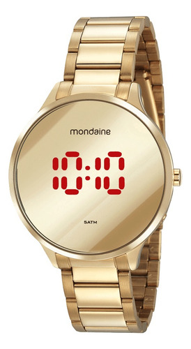 Relógio De Pulso Digital Mondaine Com Corria De Aço Inoxidável Cor Dourado