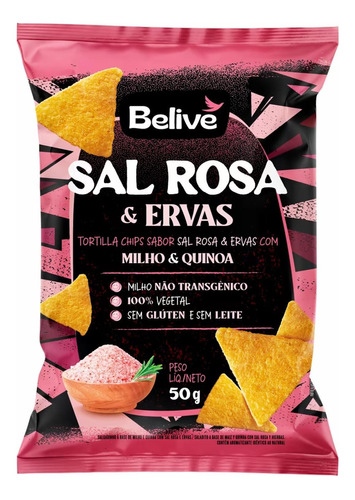 Tortilla Chips Belive Sal Rosa E Ervas 50g - Sem Glúten