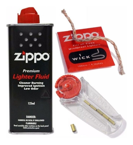 Zippo Kit Fluido + Piedras + Mecha Originales Made In Usa 