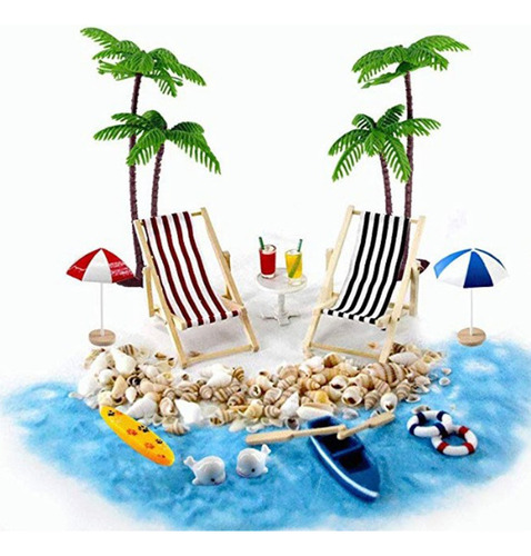 1/12 Dollhouse Miniatura Sombrilla De Playa Silla Árbol Kit