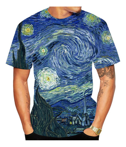 Camiseta Impresa En 3d Con Pintura Al Óleo De Van Gogh