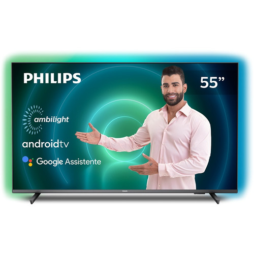 Imagem 1 de 6 de Smart Tv 55 4k Ambilight Android 55pug7906 Philips Bivolt