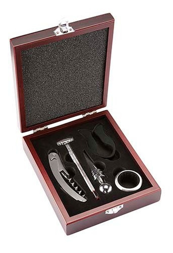 Imagen 1 de 3 de Set De Vinos Estuche De Madera Con 6 Accesorios