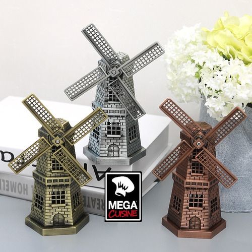 Imagen 4 de 4 de Adorno Figura Molino De Viento Holanda Coleccion Metal