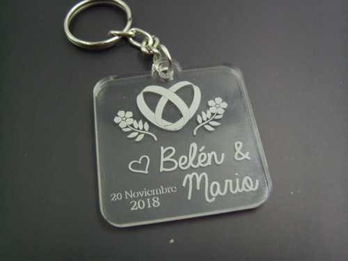 Imagen 2 de 5 de Llaveros De Acrílico Boda Regalo 20 Pzs Grabado Láser