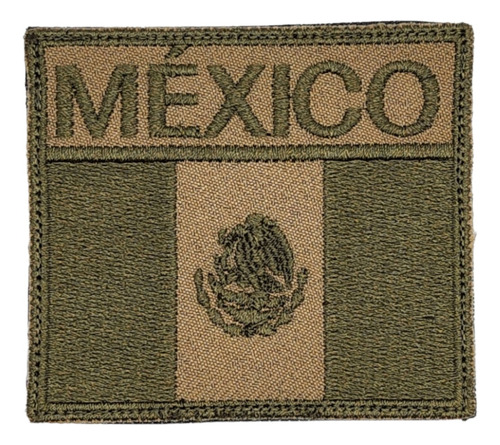 Parche Bordado Bandera Mexico Verde/caqui 6.5x7.5 Cm Contac