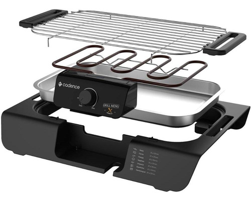 Churrasqueira Elétrica Cadence Grill Menu 1800w Grl810 Preto
