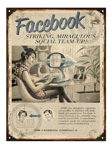 Cartel De Chapa Vintage Retro Facebook M309