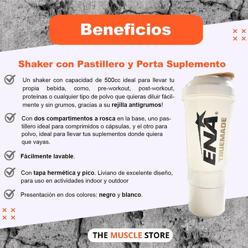 Imagen 3 de 8 de Shaker Plus Ena Vaso Mezclador De Proteinas Con Pastillero