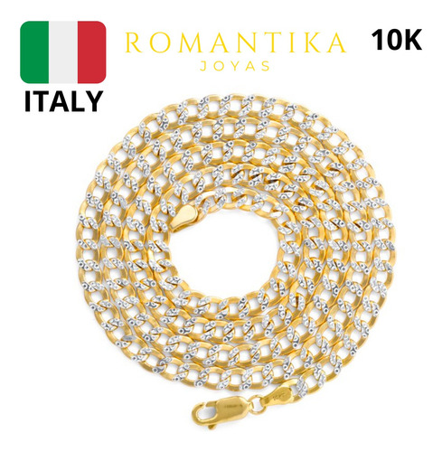 Cadena Barbada Cubana Diamantada Oro 10k 55cm 4.5mm Italy Color Dorado