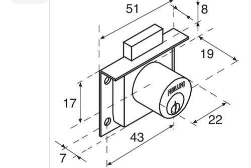 Cerradura Para Mueble  De Escritorio  Cuadro Truper  19413 