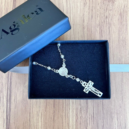 Pulsera Misterio Medalla San Benito De Plata .925 Agálea