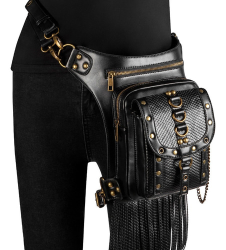 Bolso Bandolera Steampunk Retro Biker Bag Con Cadena