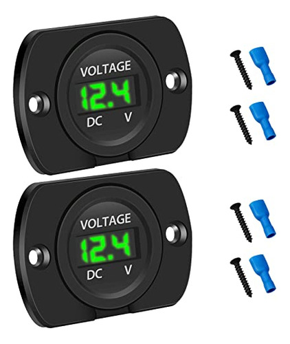 2 Pack Dc 12v 24v Car Voltmeter With Led Digital Displa...