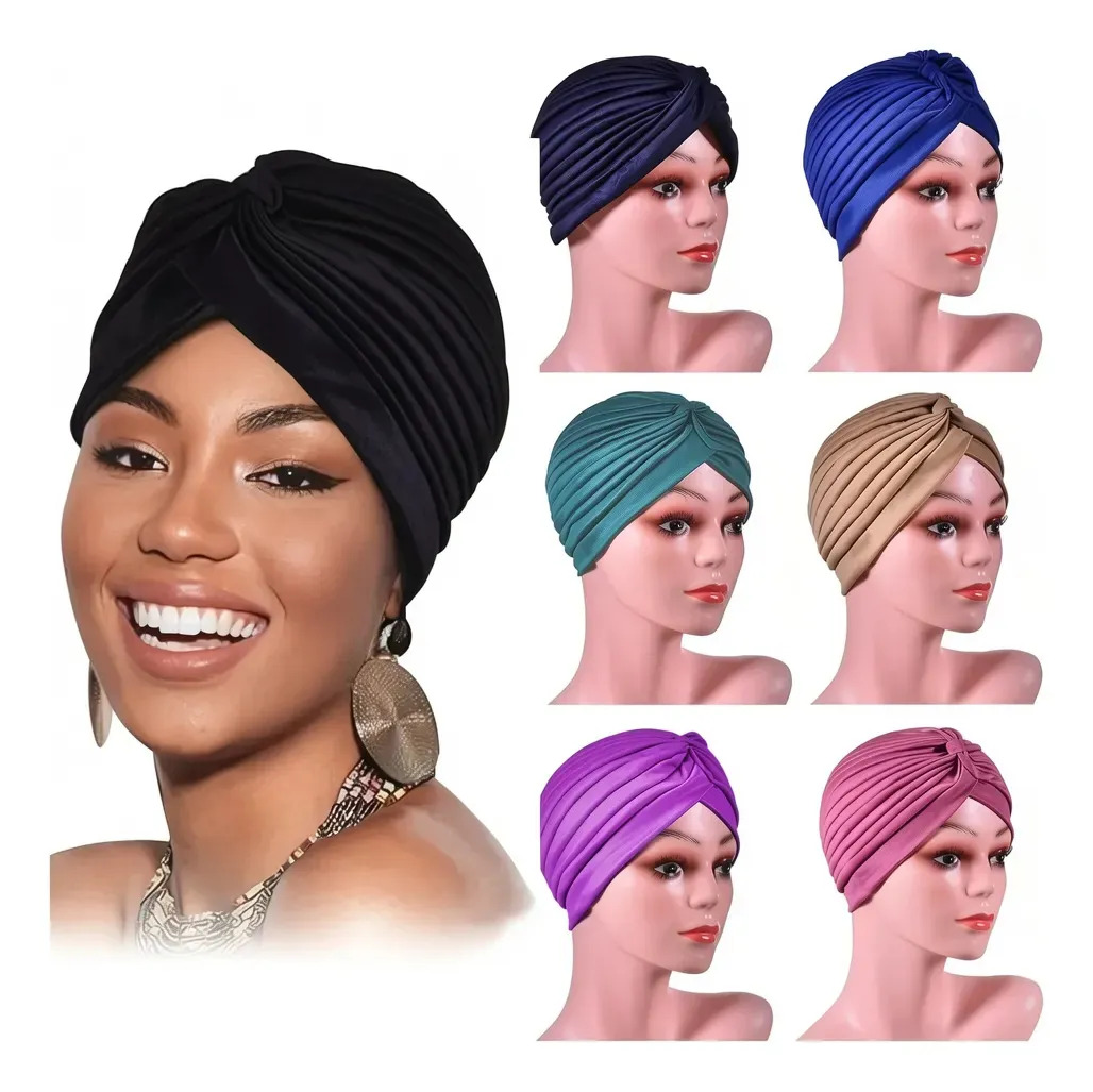 7pcs Turbantes Gorros Dama Mujer Oncologicos Quimio Alopecia Color Mixto