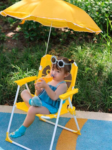 1 Sillita Plegable Infantil Con Sombrilla Diseño Animalitos