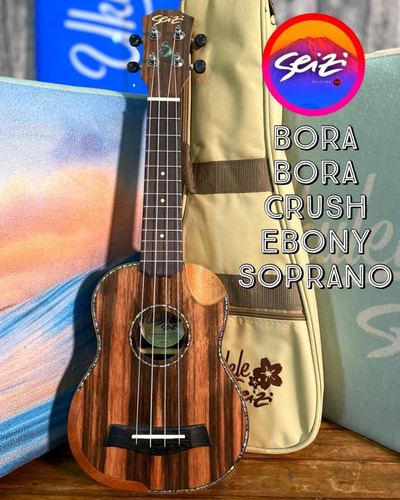 Ukulele Seizi Bora Bora Crush Soprano Acústico Ebony Com Bag