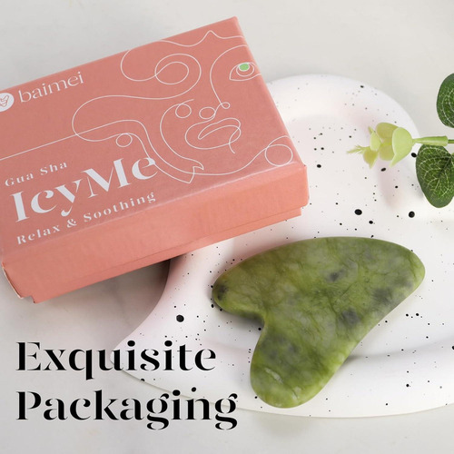 Gua Sha Facial Baimei Jade Verde Para Cuidado De La Piel