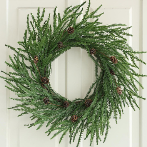Corona De Pino De Navidad 50 A 56 Cm Para Puerta Delantera