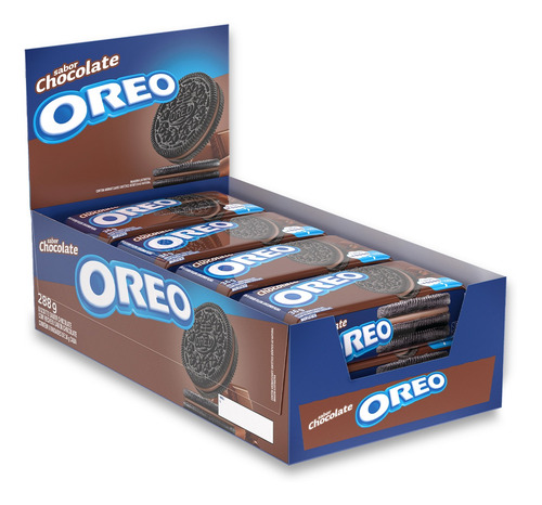 Imagem 2 de 6 de Biscoito Recheado Chocolate Oreo 288g Pack C/8 Un