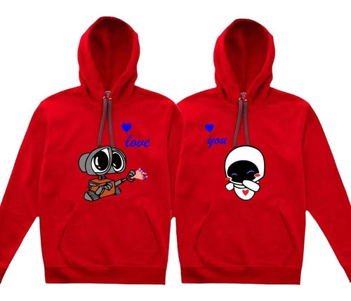 Sudaderas Suéter Parejas Novios Dúo Amor Wall-e Y Eva