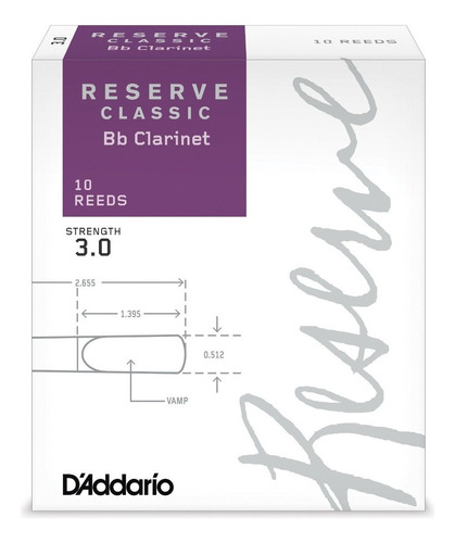 Cañas Daddario Reserve Classic Clarinete Bb N3 X10 Dct1030