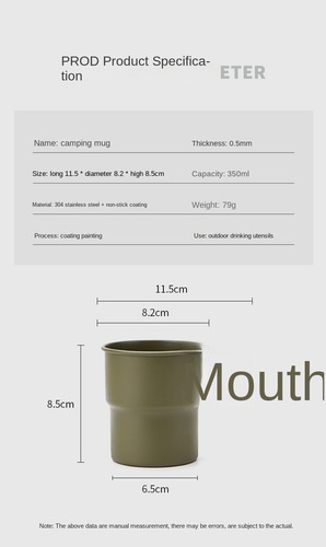Taza Portátil De Acero Inoxidable Con Mango Plegable