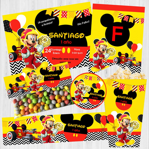 Kit Imprimible Mickey Mouse Sobre Ruedas, Cumpleaños