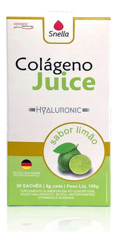 Colágeno Snella Juice Hyaluronic Verisol Sabor Limão