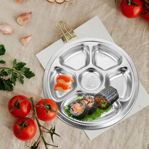 Plato Dividido Para Servir Comida De Acero Inoxidable De 1 P