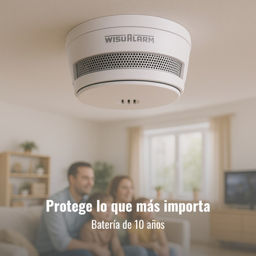 Wisualarm Detector De Humo Inalambrico Hy-sa40a-r8 Interconectable Hasta 24 Disp Sensor Fotoeléctrico Alarma De 85db Visual Y Audible Batería De 10 Años Certificaciones Tüv Y Ce