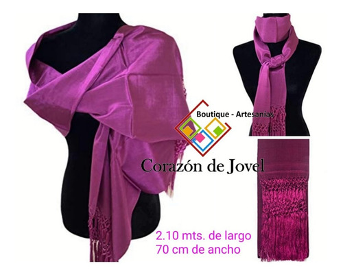 Rebozo/chalina/pashmina Hilos De Seda Fucsia-envolvente