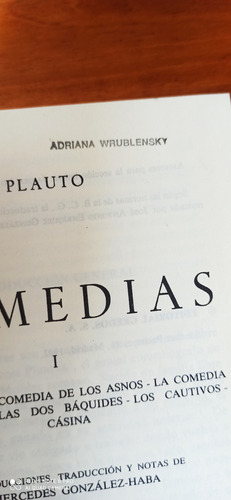Plauto Comedias I- Gredos Ed. Crítica 1992 - Única En Ml!! (Usado)