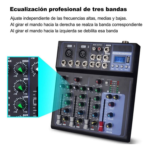 Mixer F4 Mezclador Dj De Audio 4 Canales Bluetooth Usb