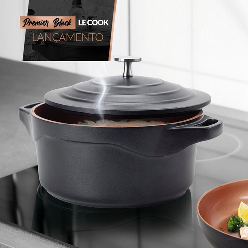 Panela Caçarola Não Gruda Faz Bolo Lecook 24 4,5l Cobrepreta