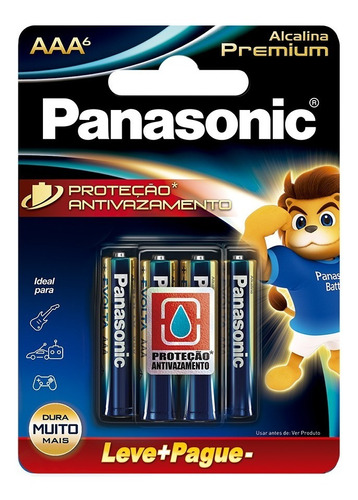 6 Pilhas Alcalinas Premium Panasonic Aaa